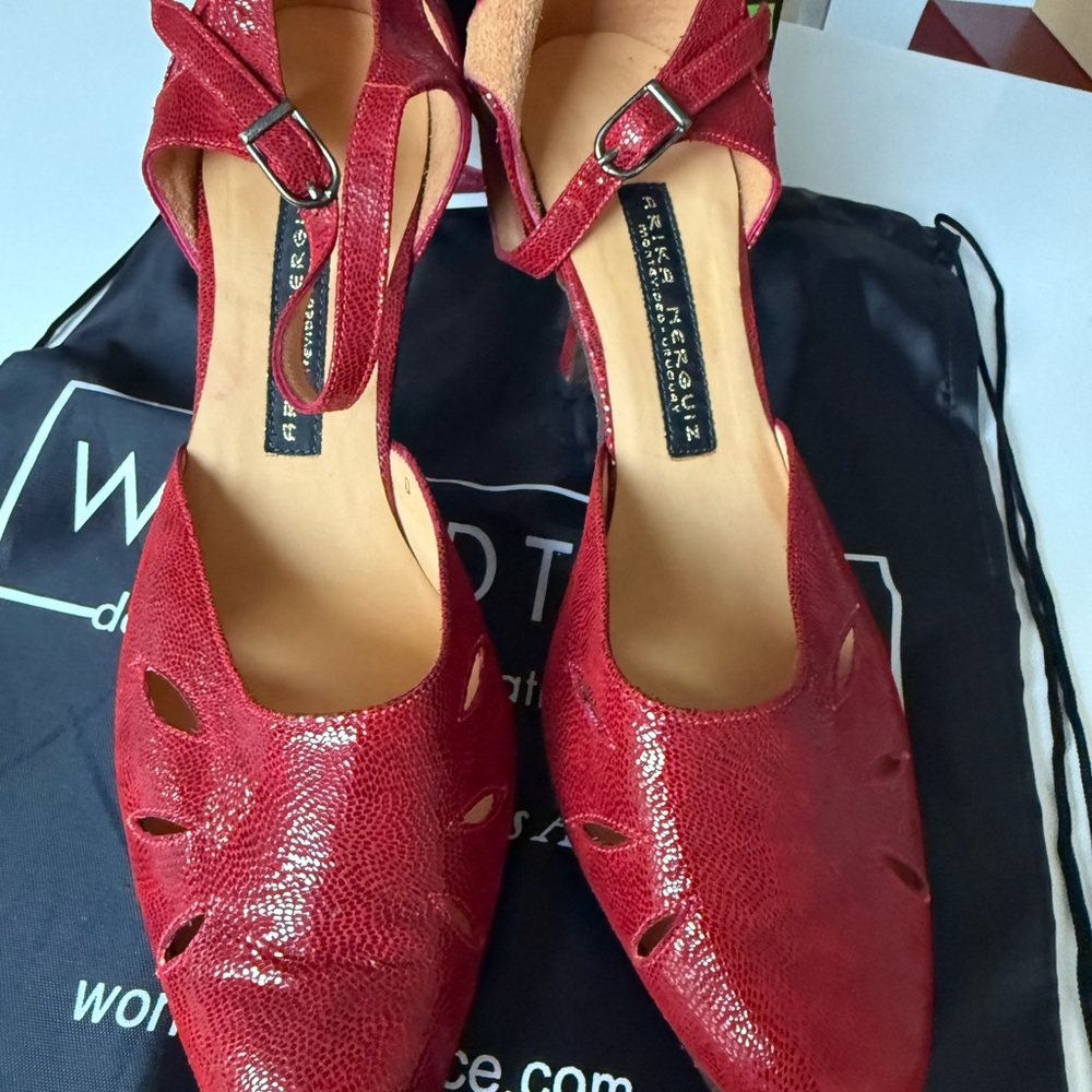 Arika Nerguiz Tango (dance) shoes - Elegant Red Leather Heels